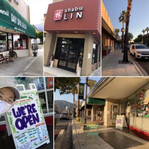 collage of pictures of restaurants in Downtown Arcadia.